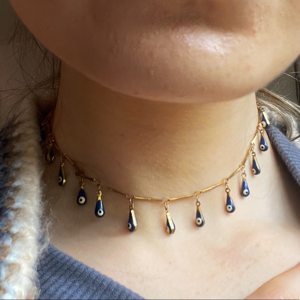 🧿Vida Kush handmade dangley evil eye choker necklace🧿